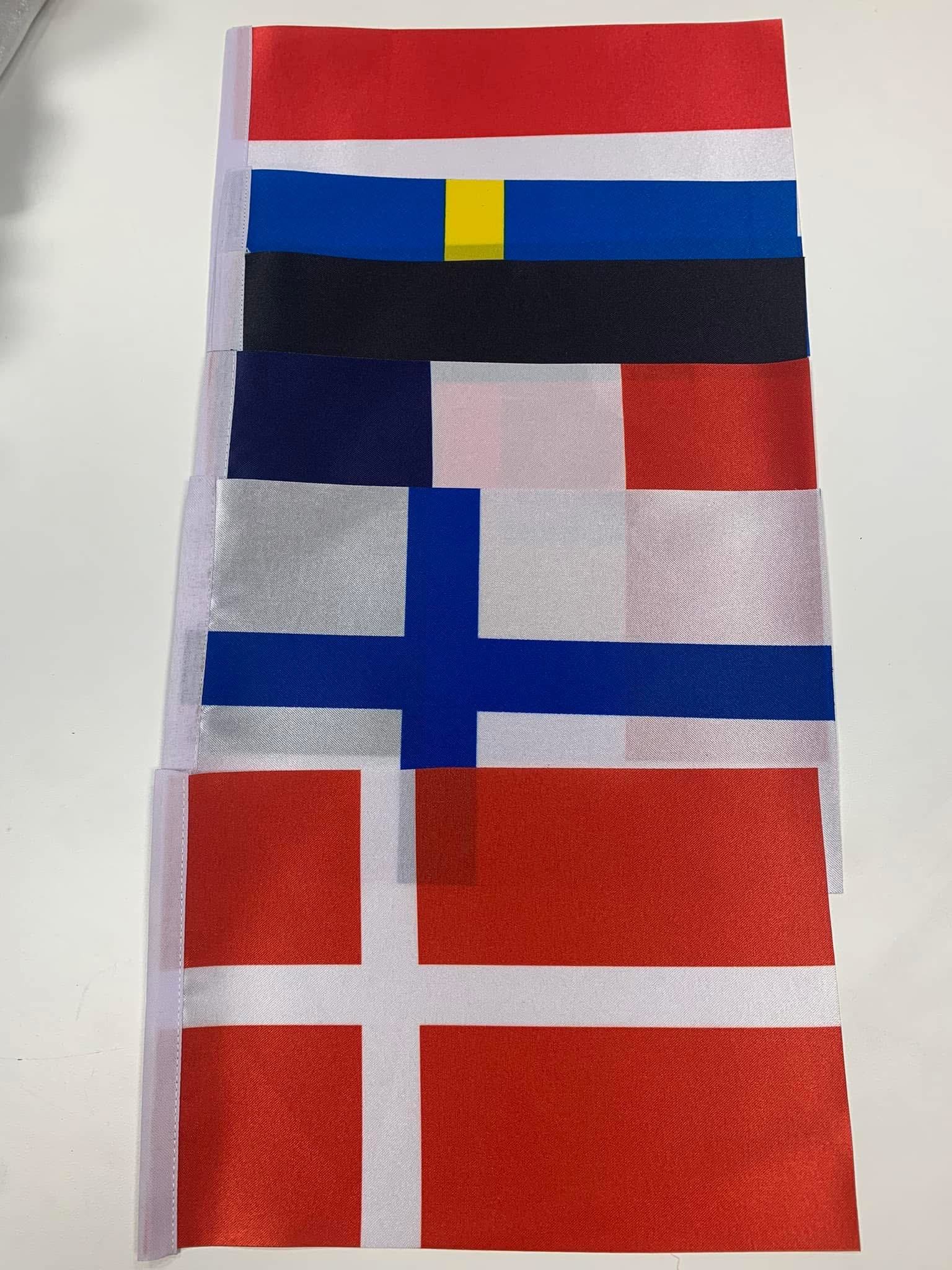 Custom Hand Waving Flag Plastic Stick Wooden Stick Polyester Dye Sublimation Printing for Event Promotion