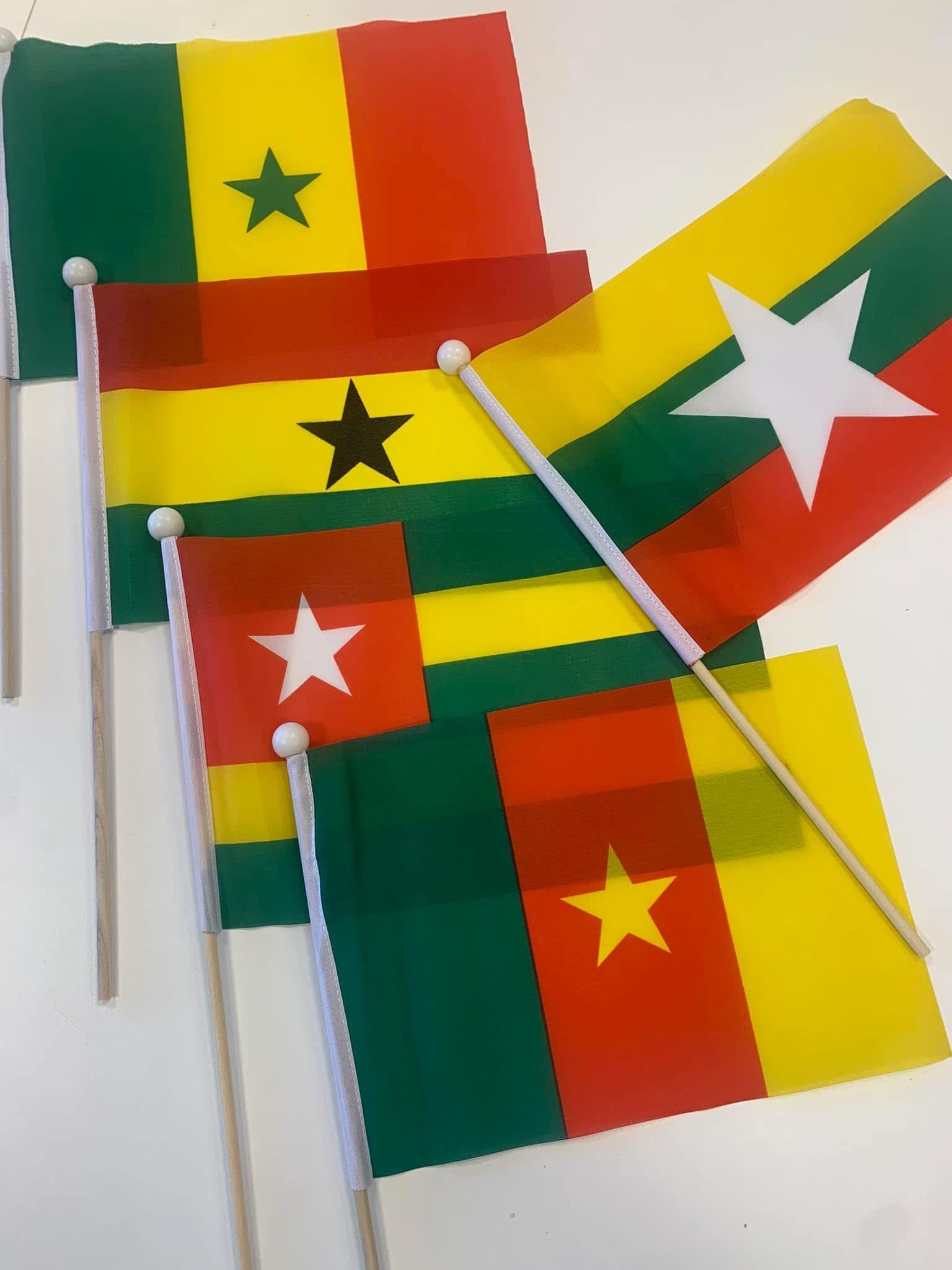 Custom Hand Waving Flag Plastic Stick Wooden Stick Polyester Dye Sublimation Printing for Event Promotion